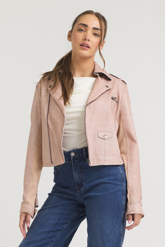 Piper Patina Leather Jacket Pink