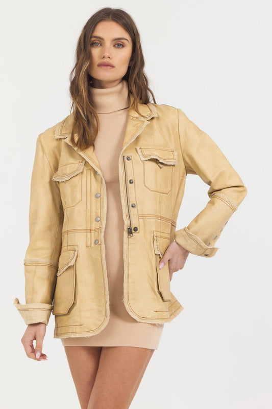 Meryl Vintage Leather Jacket Sand