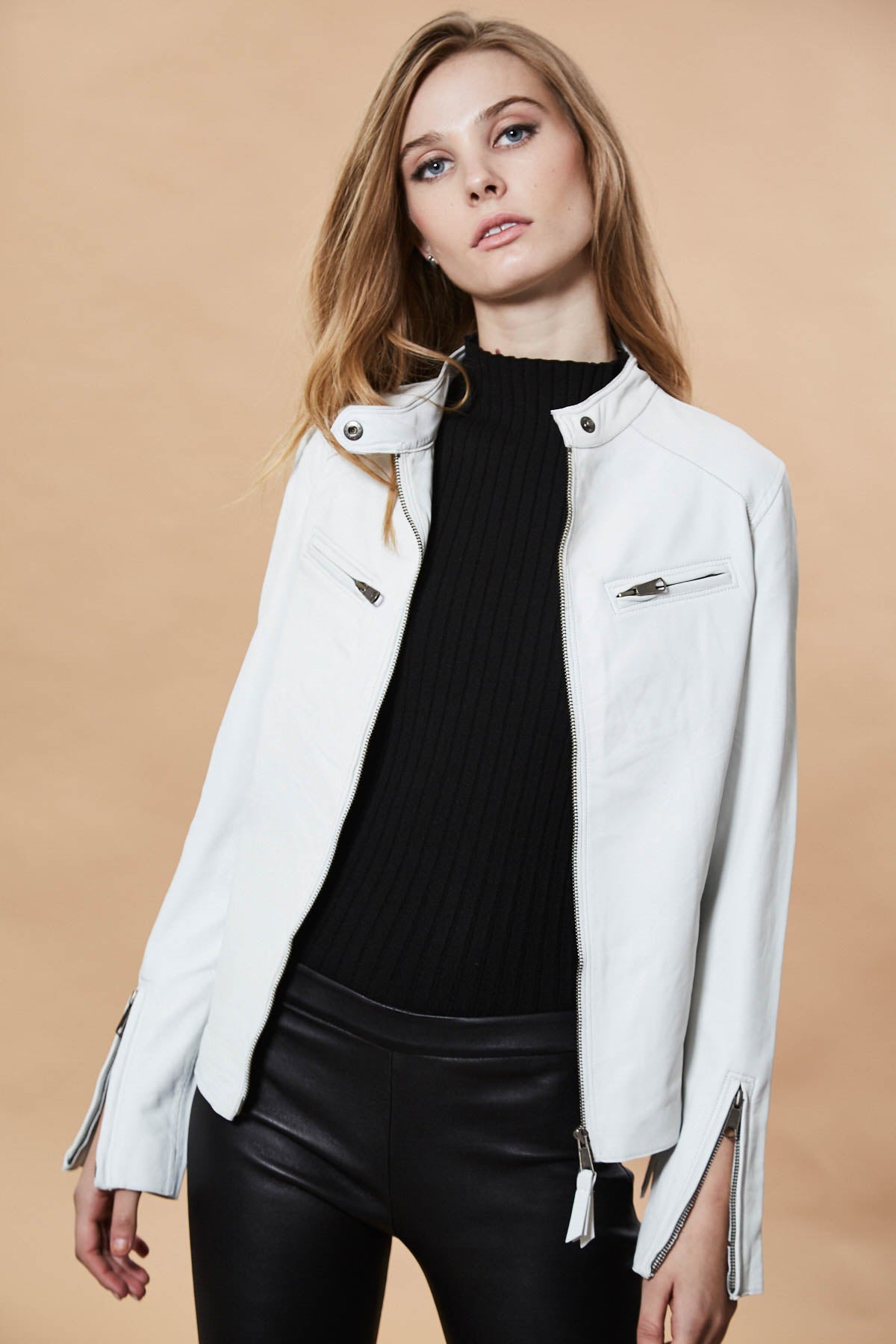 Vespa Washed Leather Jacket White