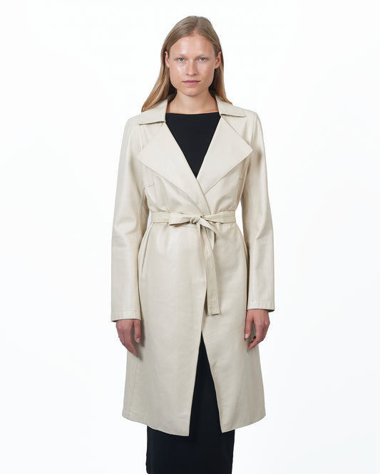Elyse Washed Leather Trench Cream