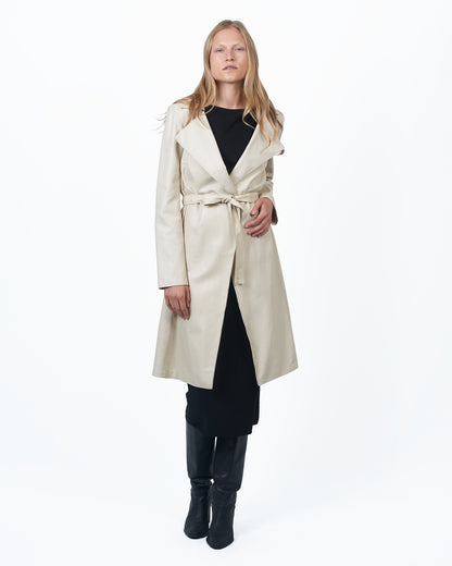 Elyse Washed Leather Trench Cream