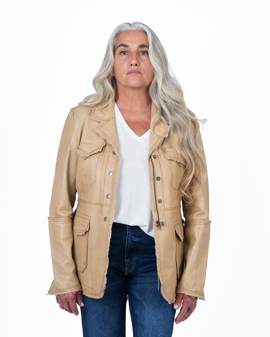 Meryl Vintage Leather Jacket Sand