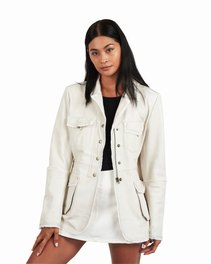 Meryl Vintage Leather Jacket White