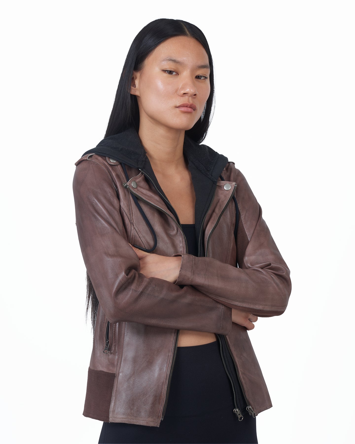 Hannah Patina Leather Jacket Bark