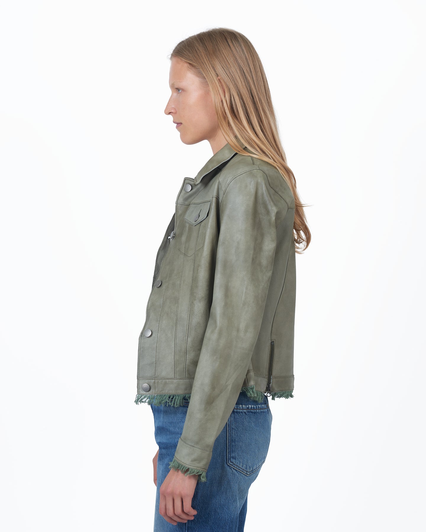 Alexa Patina Leather Jacket Army