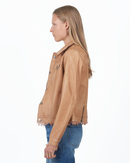 Alexa Patina Leather Jacket Au Lait