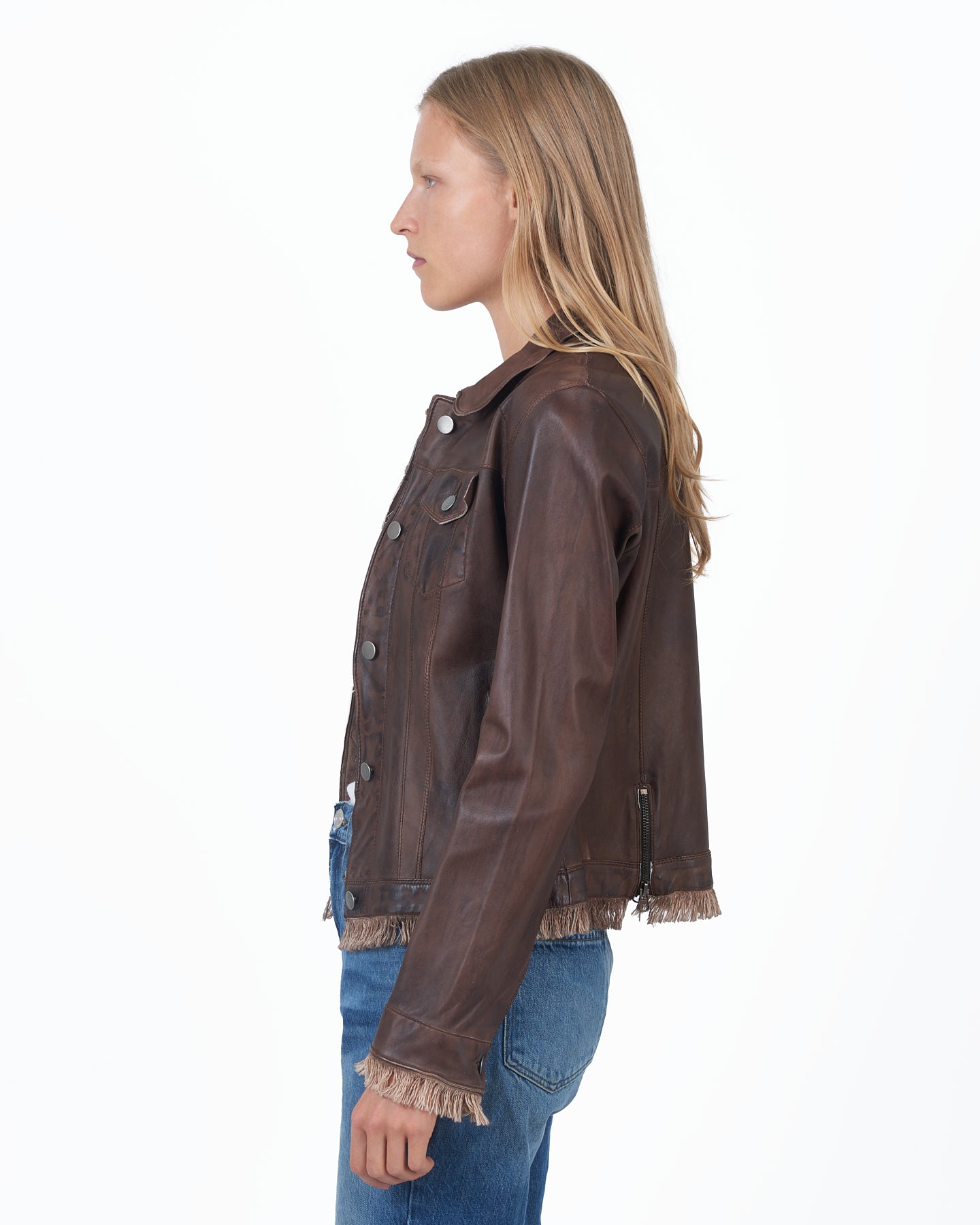 Alexa Patina Leather Jacket Bark