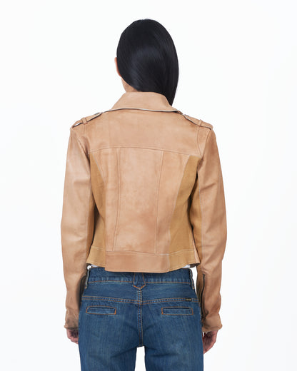 Piper Patina Leather Jacket Au Lait
