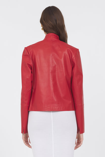 Tessa Washed Leather Jacket Paprika