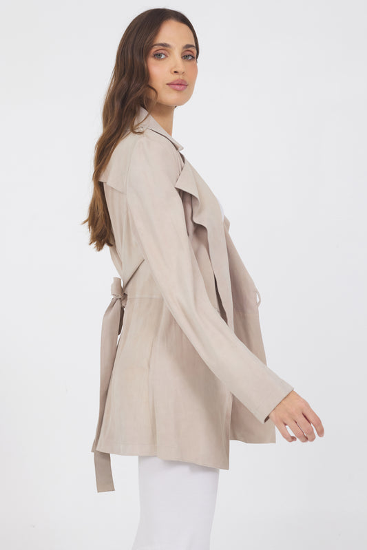 Freya Washed Suede Jacket Beechwood