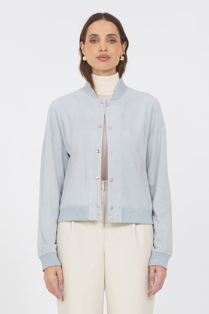 Shai Washed Suede Jacket Sky