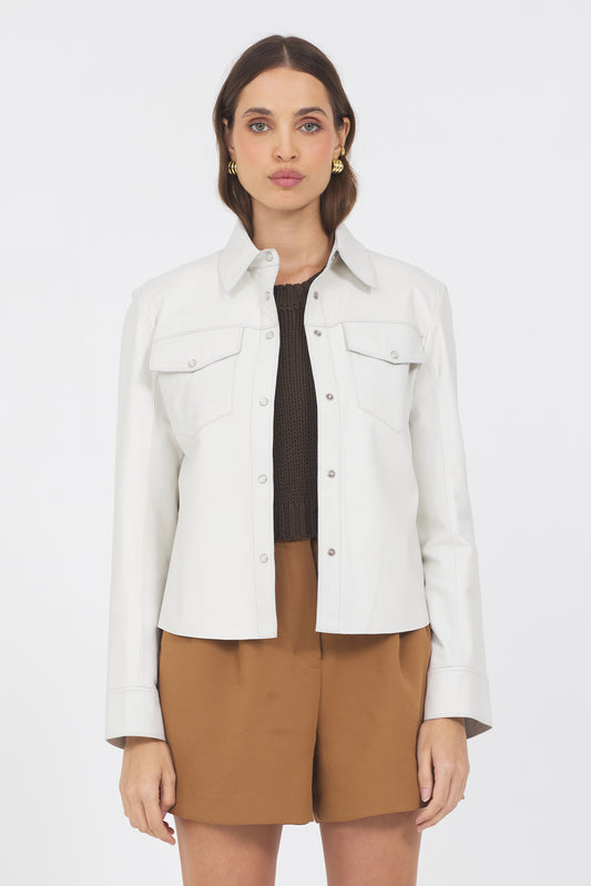 Rowan Washed Leather Jacket White
