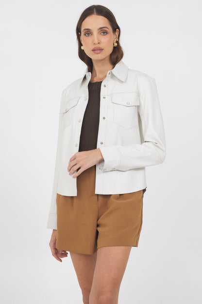 Rowan Washed Leather Jacket White