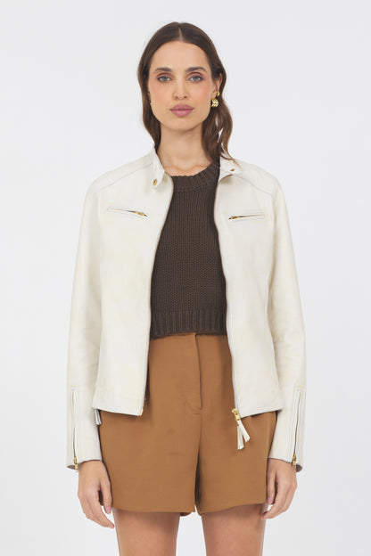 Vespa Vintage Leather Jacket Optic Cream