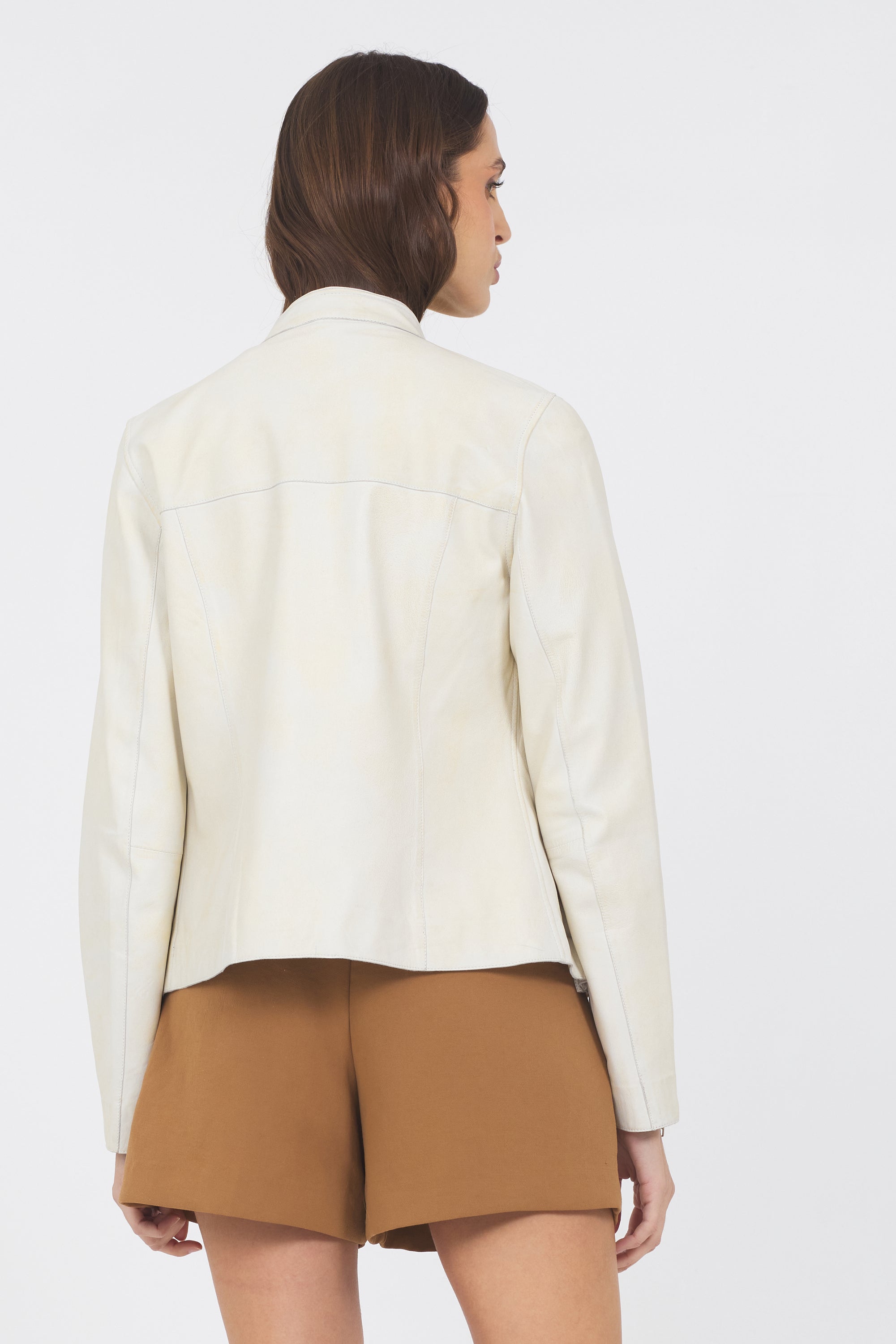 Vespa Vintage Leather Jacket Optic Cream – jakett