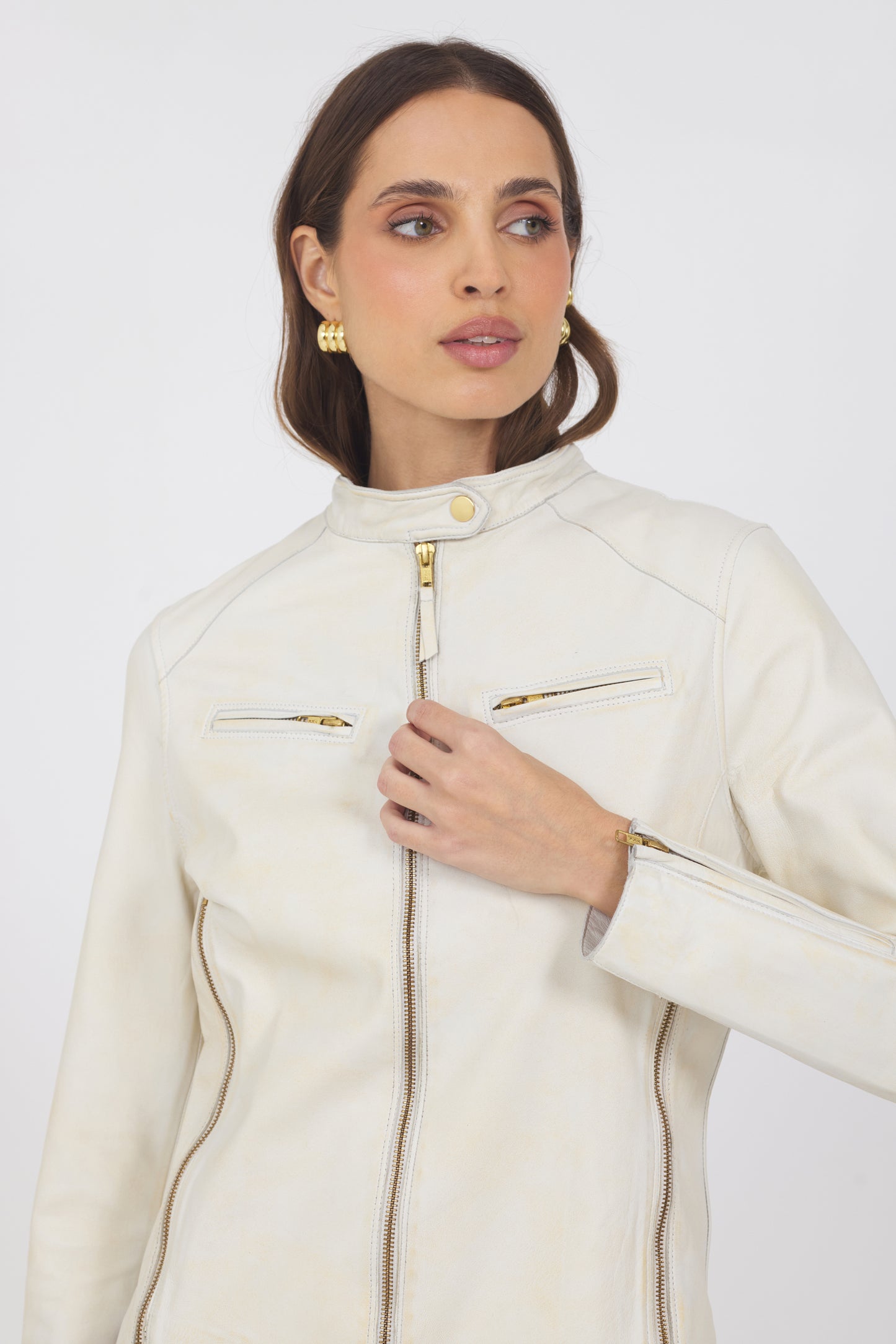 Vespa Vintage Leather Jacket Optic Cream