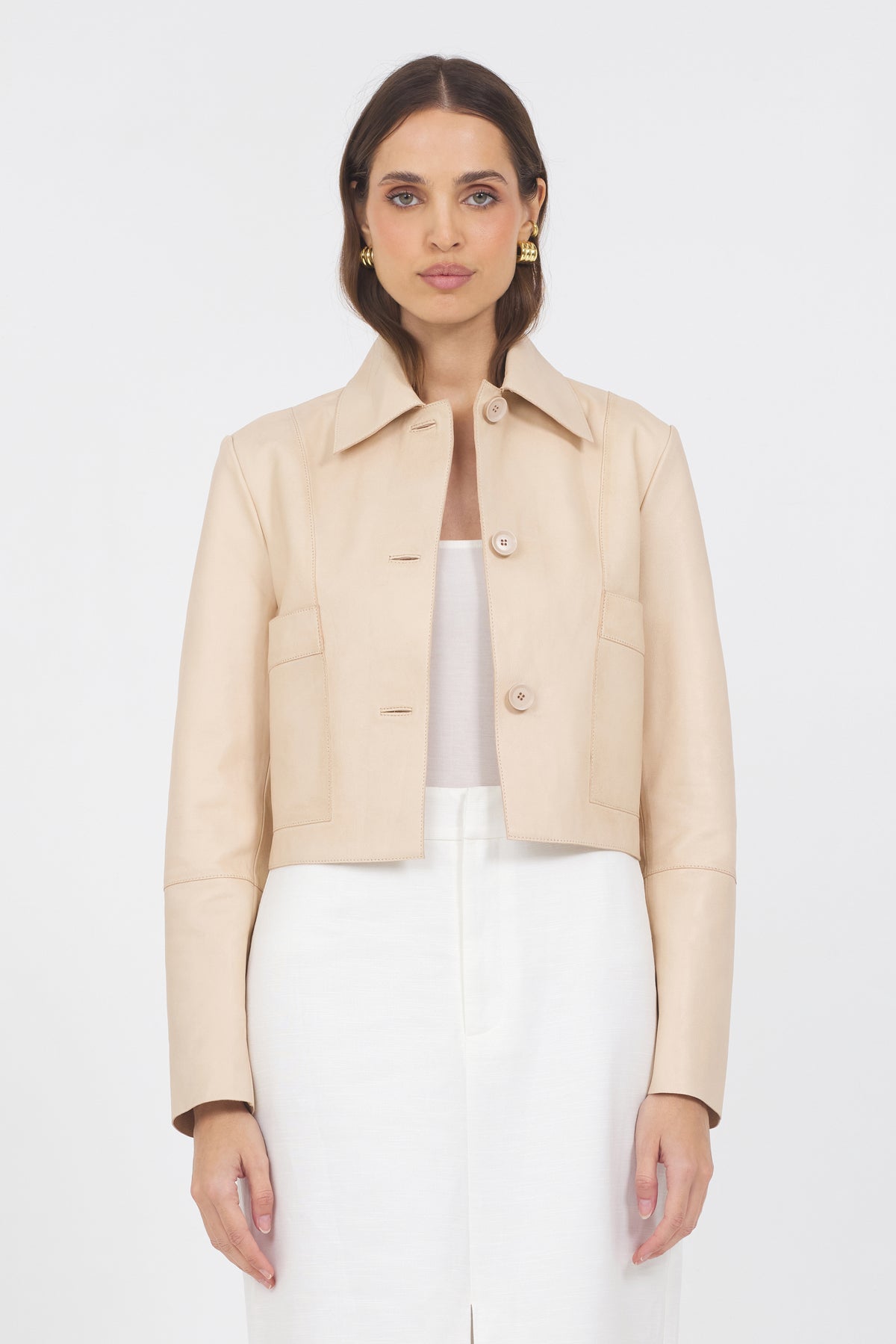 Simona Vintage Leather Jacket Cornmeal