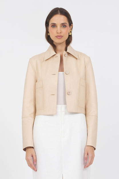 Simona Vintage Leather Jacket Cornmeal