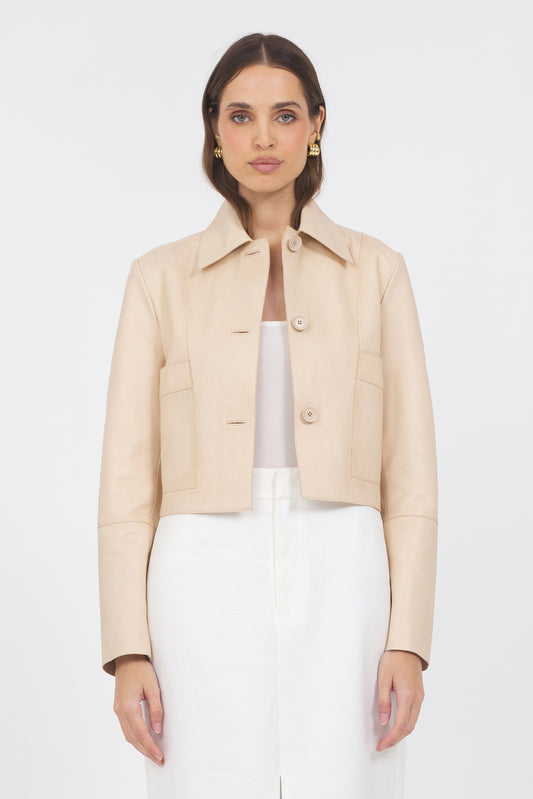 Simona Vintage Leather Jacket Cornmeal