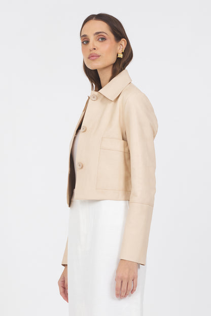 Simona Vintage Leather Jacket Cornmeal