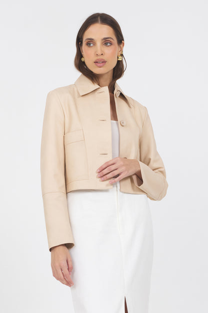 Simona Vintage Leather Jacket Cornmeal