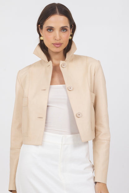 Simona Vintage Leather Jacket Cornmeal