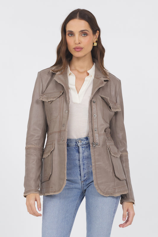 Meryl Vintage Leather Jacket Thunder
