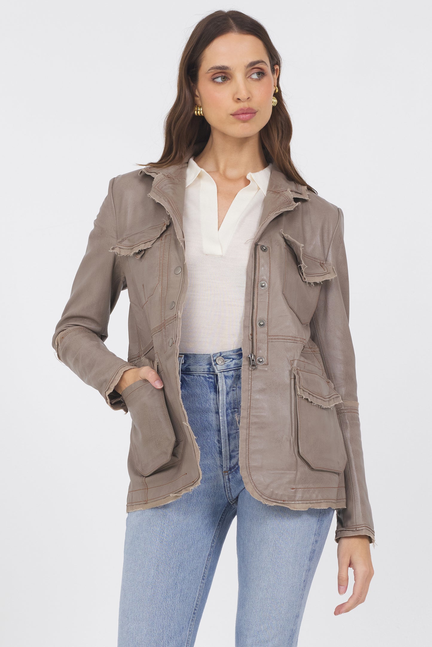 Meryl Vintage Leather Jacket Thunder
