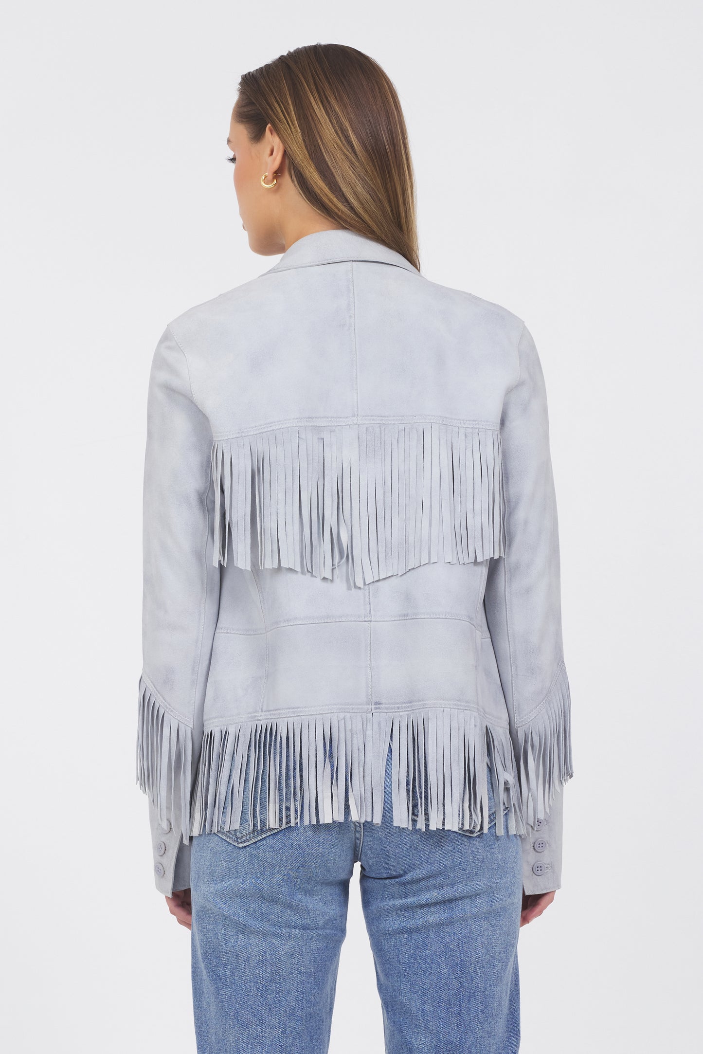 Annie Waxed Suede Jacket Cloud