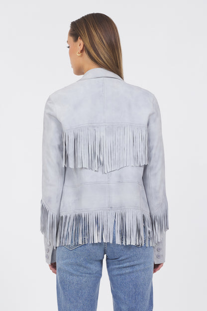 Annie Waxed Suede Jacket Cloud