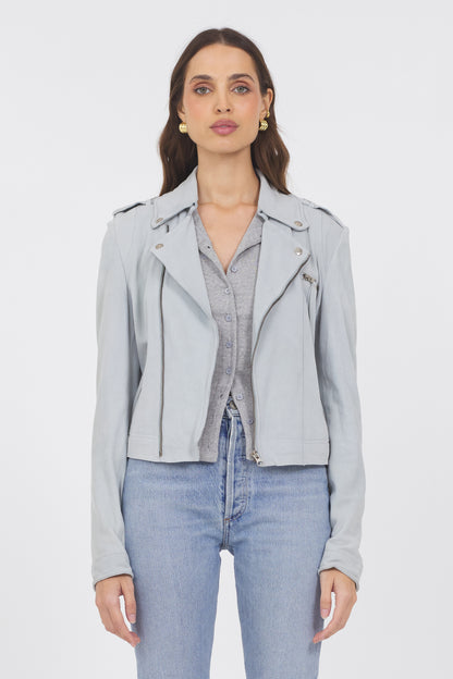 Tina Washed Suede Jacket Sky