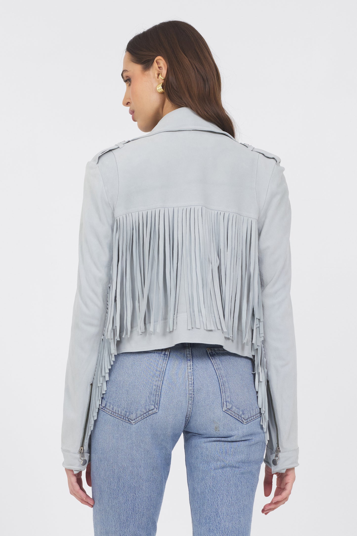 Tina Washed Suede Jacket Sky