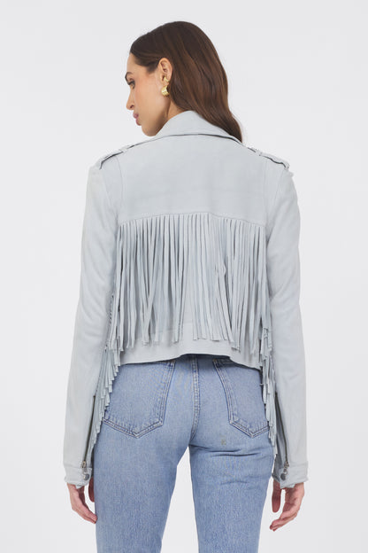 Tina Washed Suede Jacket Sky