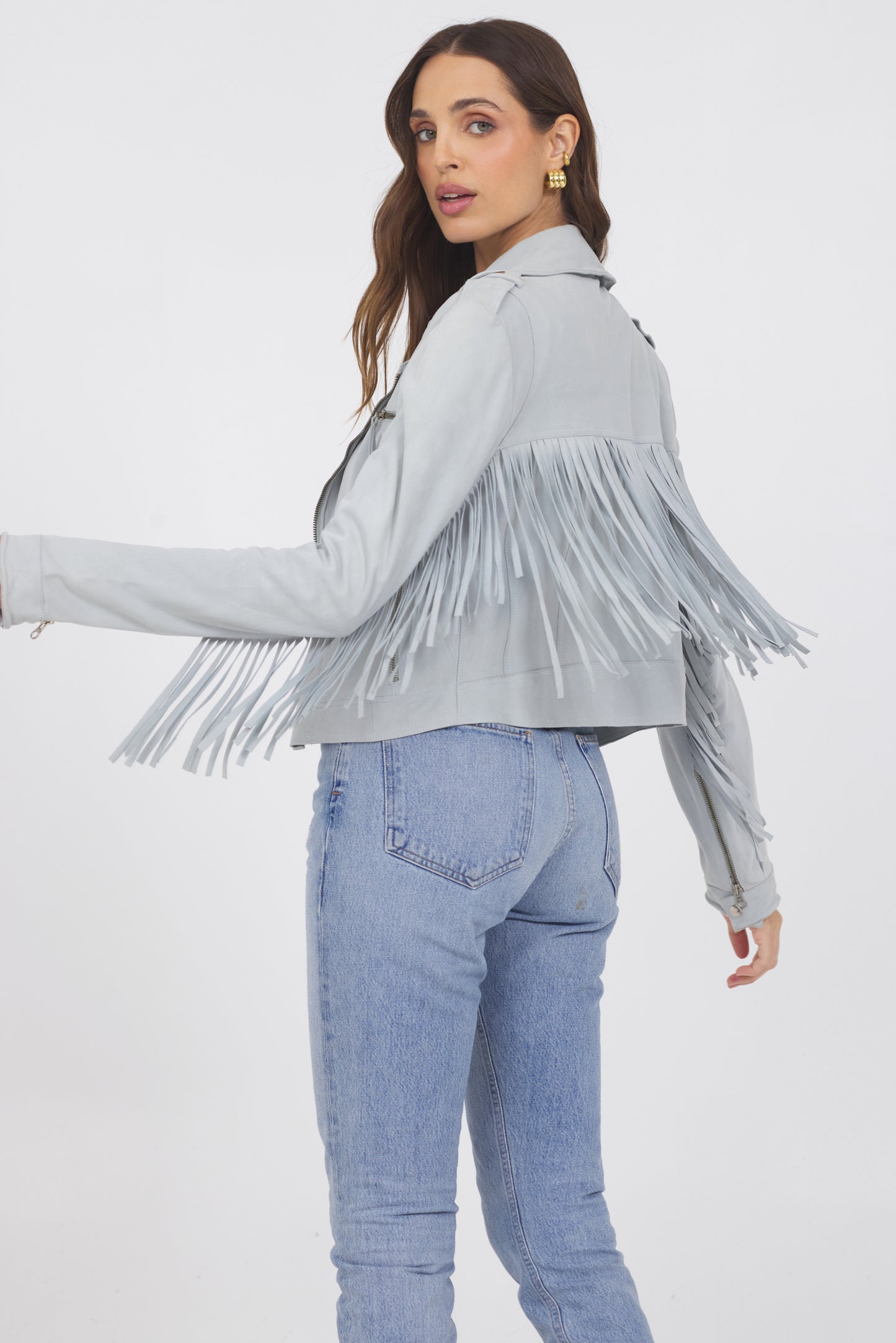 Tina Washed Suede Jacket Sky