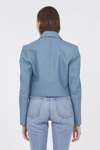 Simona Vintage Leather Jacket Ocean