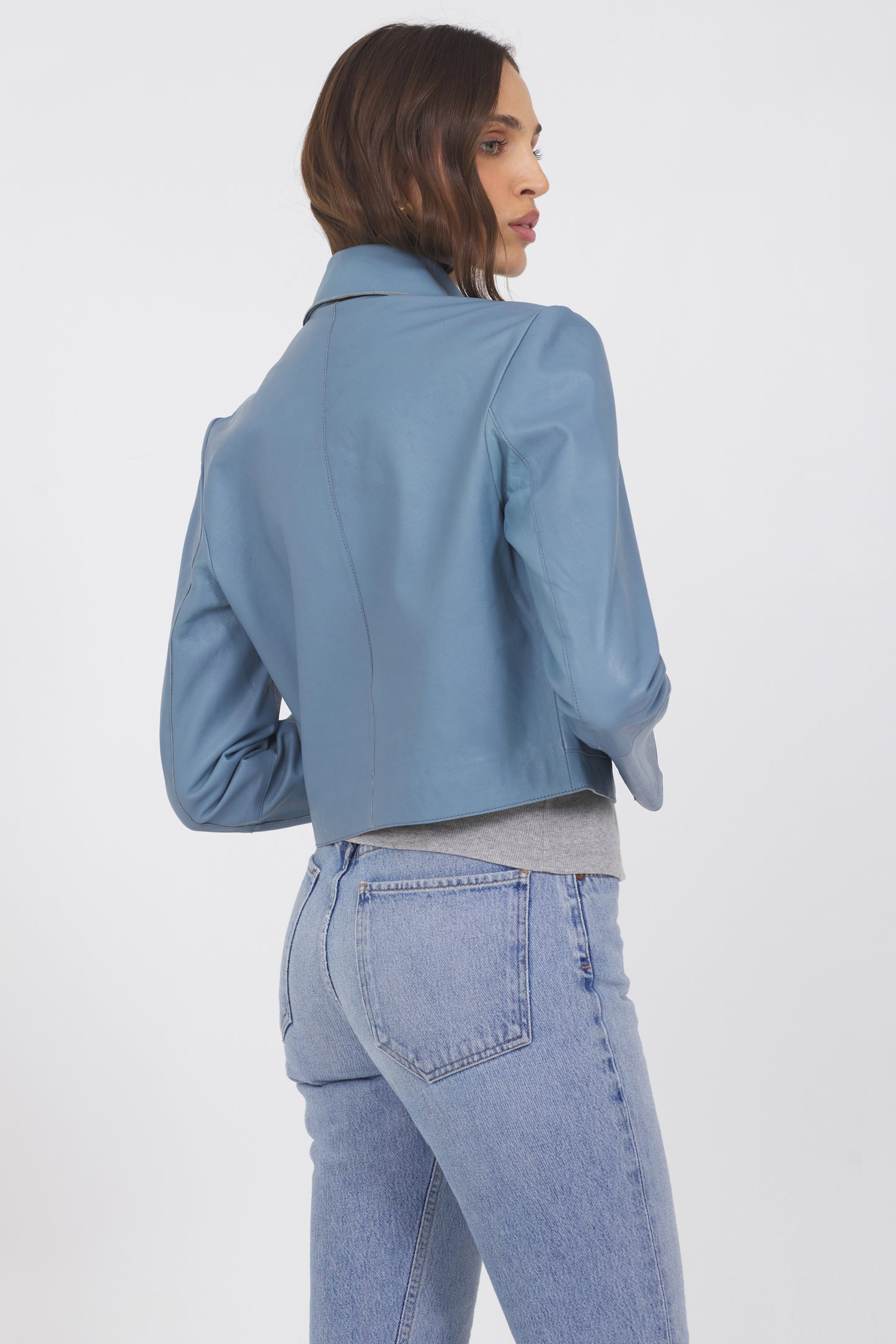 Simona Vintage Leather Jacket Ocean