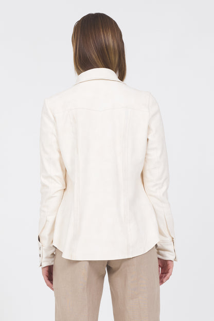 Robin Waxed Suede Jacket Crème Brulee