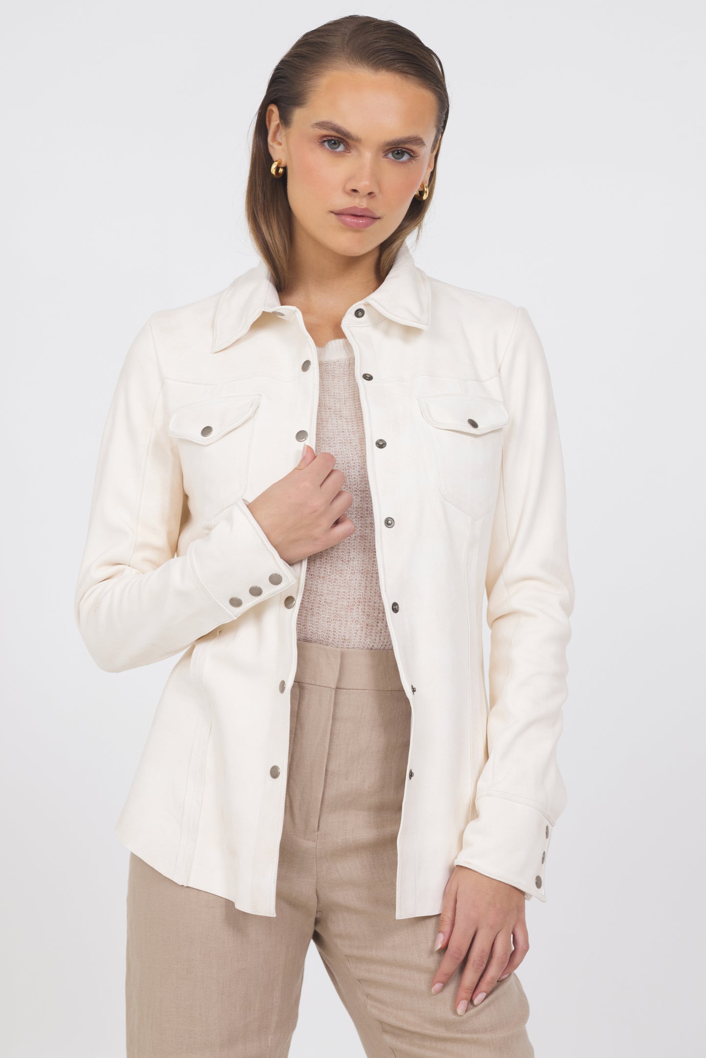 Robin Waxed Suede Jacket Crème Brulee