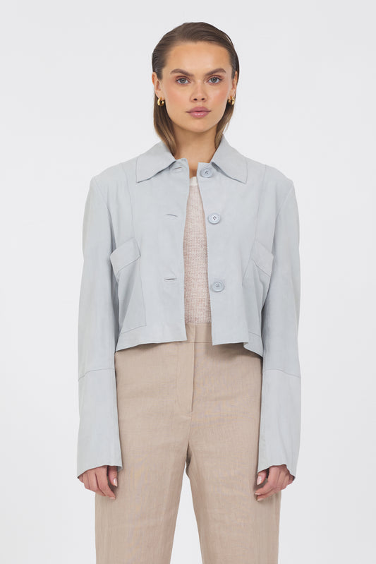 Simona Washed Suede Jacket Sky