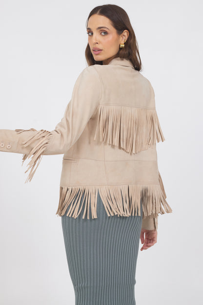Annie Waxed Suede Jacket Driftwood
