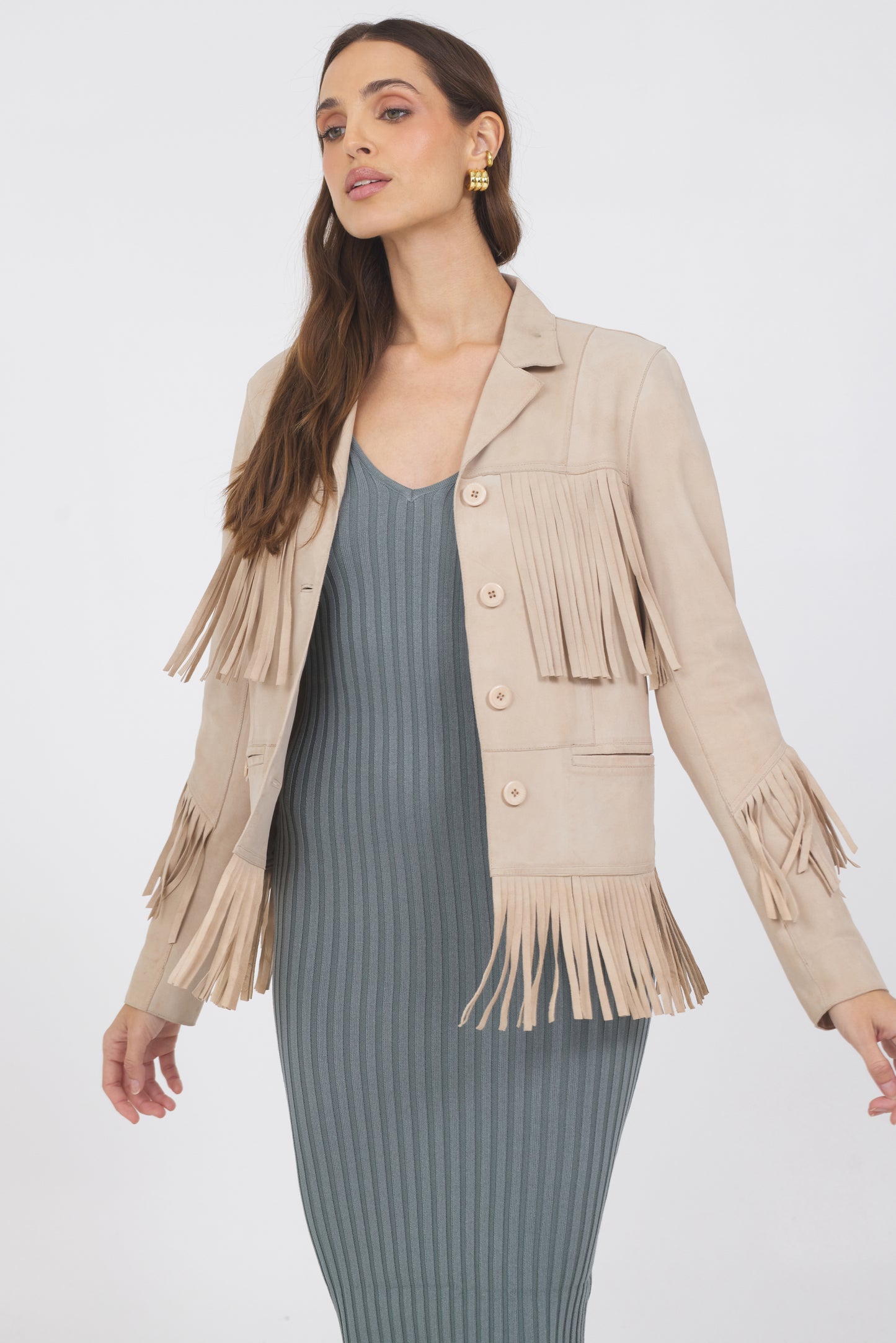 Annie Waxed Suede Jacket Driftwood