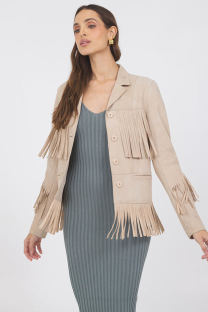 Annie Waxed Suede Jacket Driftwood