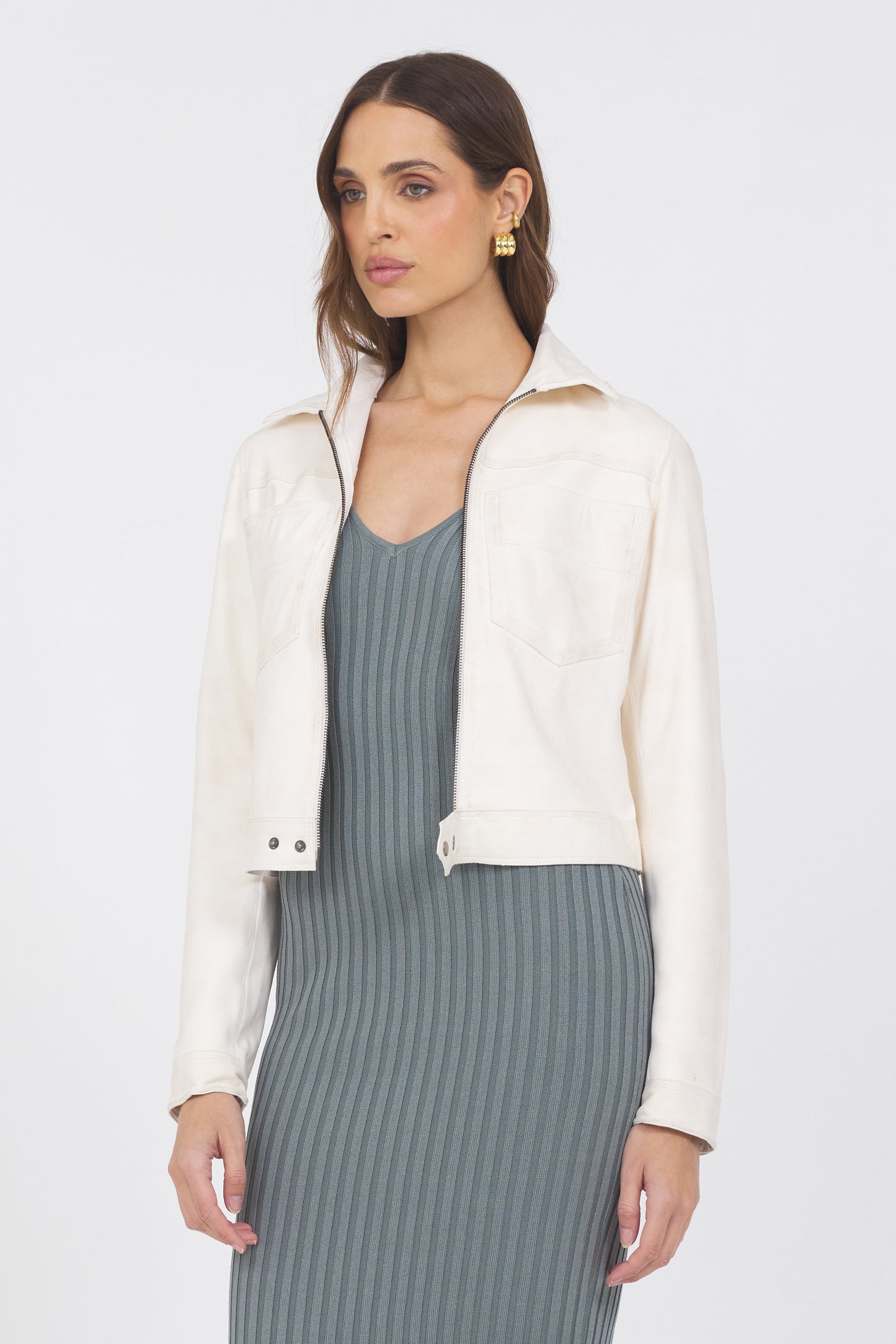 Hayden Waxed Suede Jacket Crème Brulee