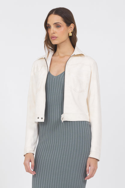 Hayden Waxed Suede Jacket Crème Brulee