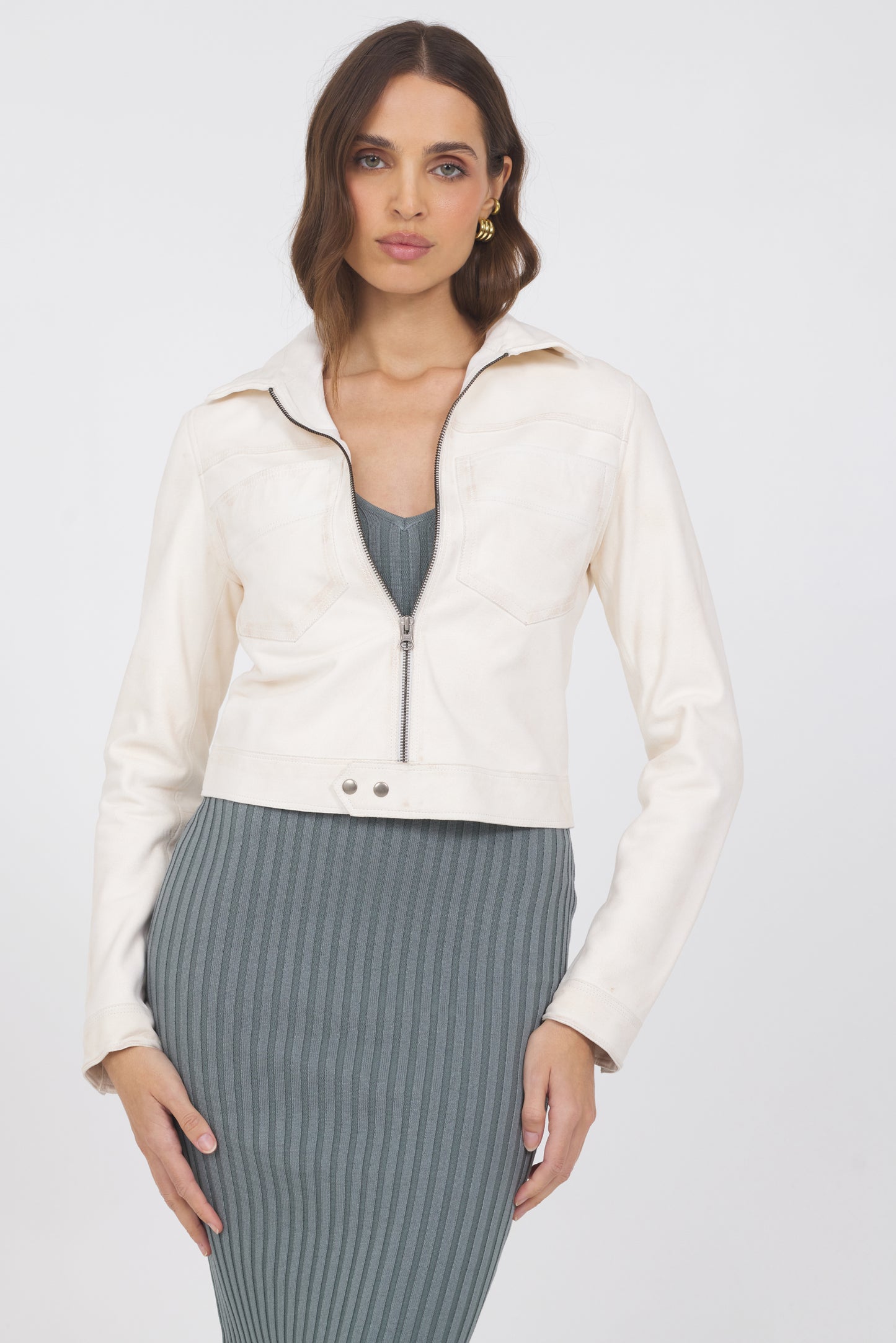 Hayden Waxed Suede Jacket Crème Brulee