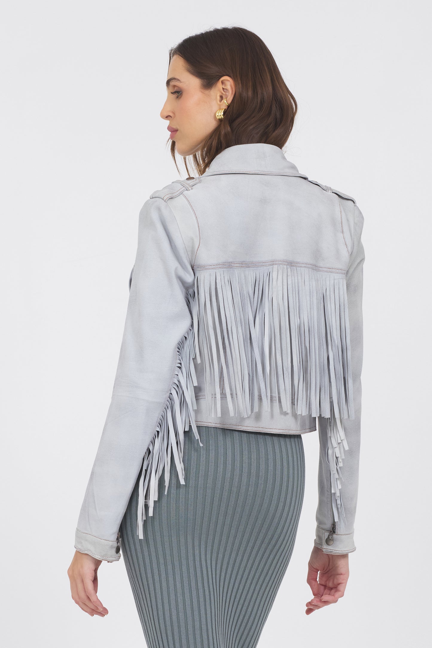 Tina Waxed Suede Jacket Cloud