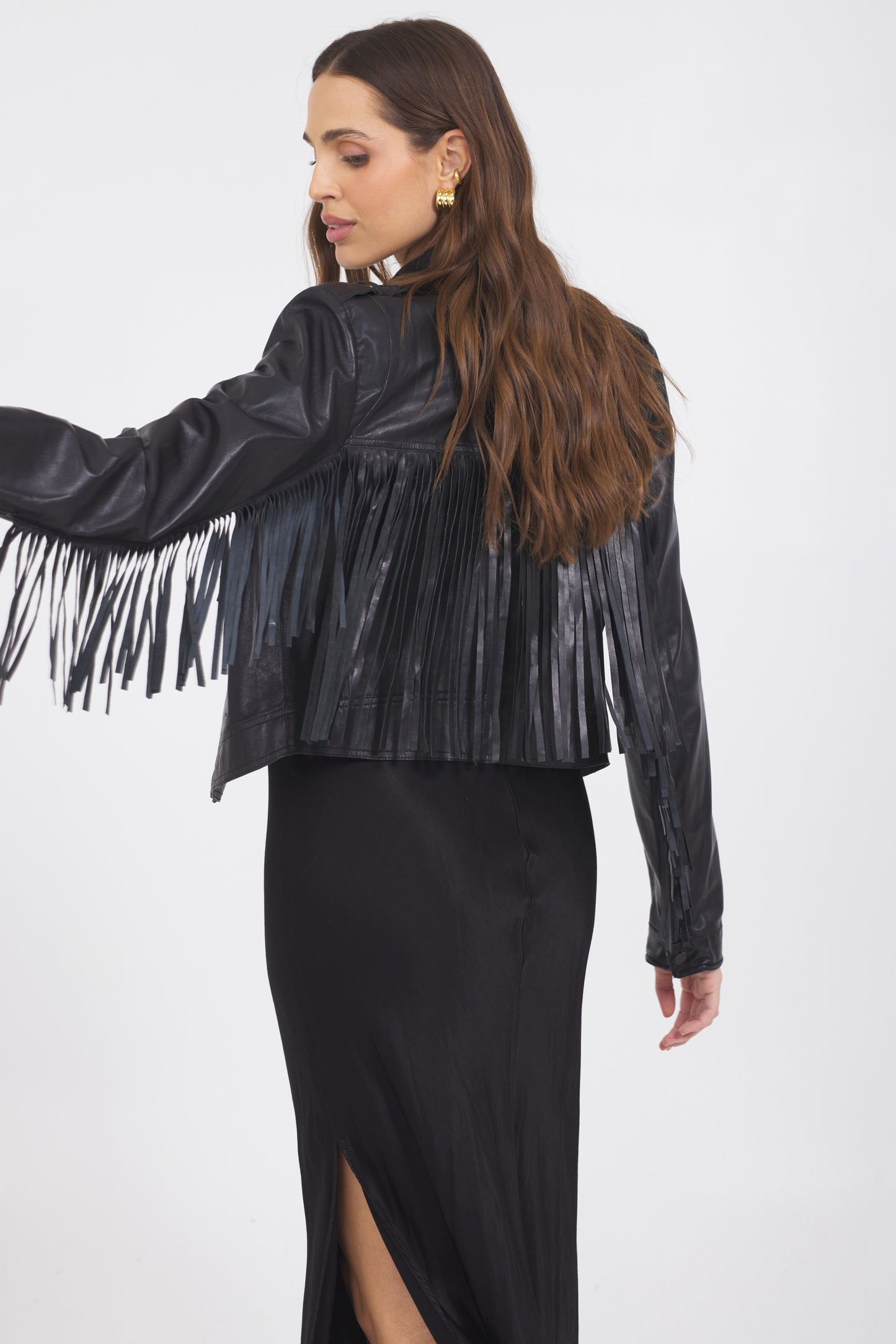 Tina Washed Leather Jacket Black
