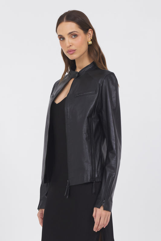 Vespa Vintage Leather Jacket Black