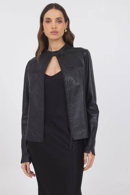 Vespa Vintage Leather Jacket Black