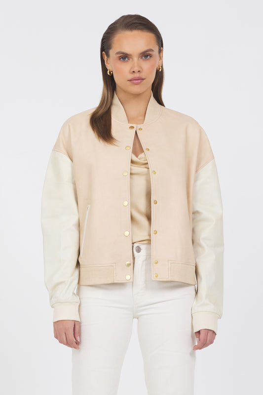 Mae Vintage Leather Jacket Cornmeal/Optic